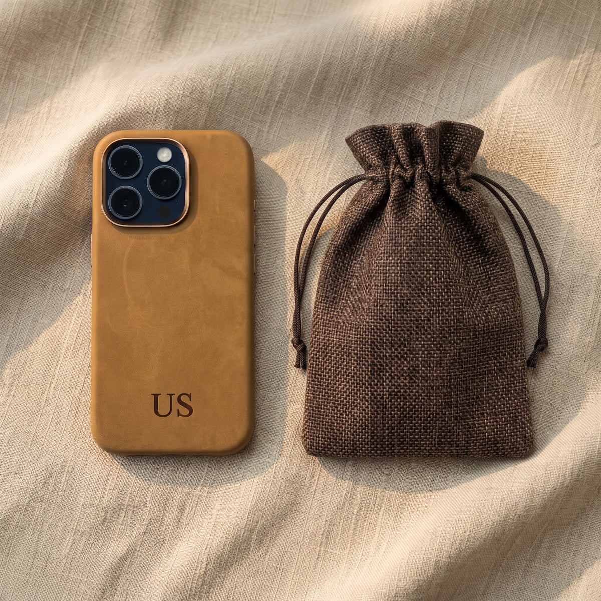 Personalized Crazy Horse Leather iPhone 16 Case: Engraved Shockproof Cover