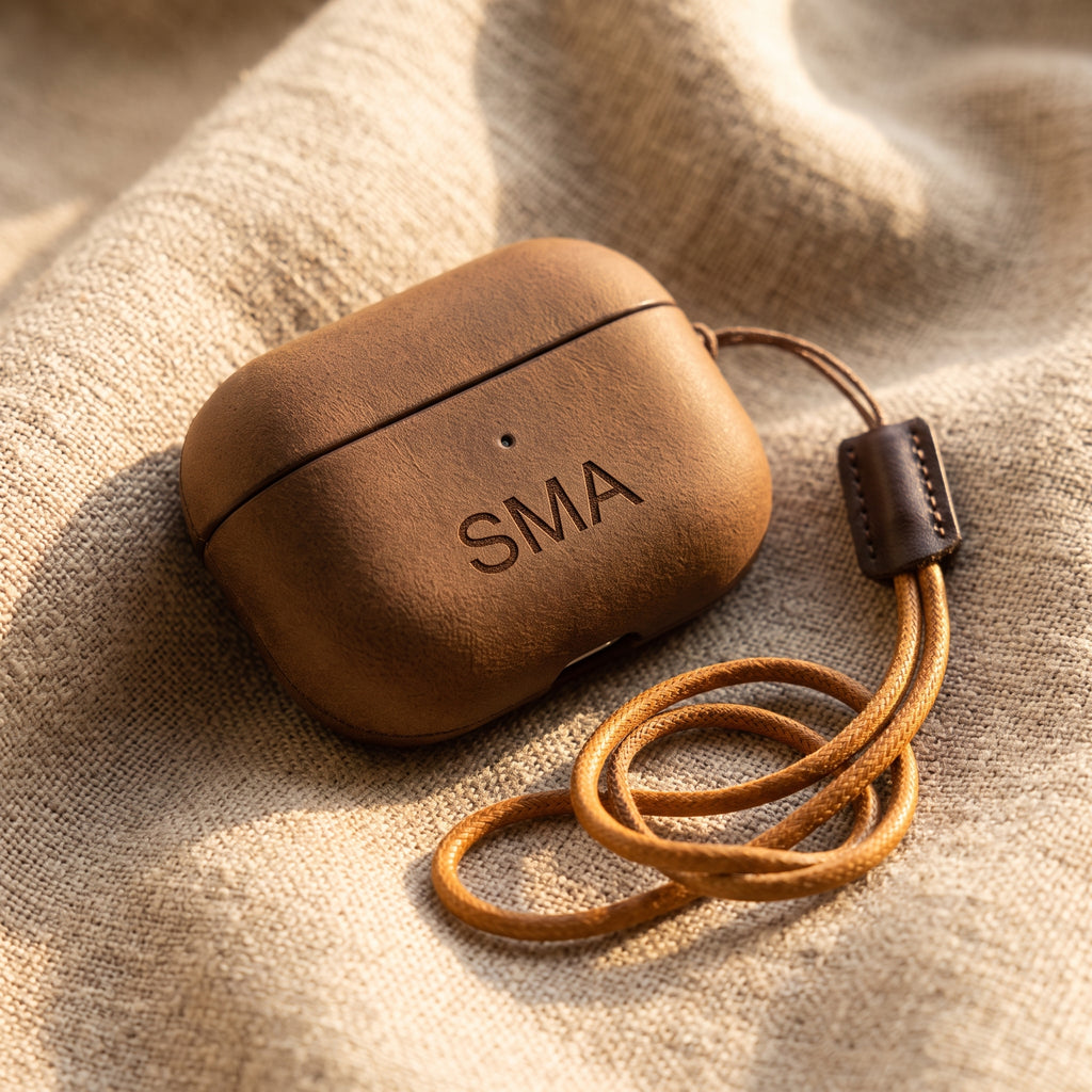 Personalized Leather AirPods Pro 2 Case: Custom Engraved Shockproof Cover