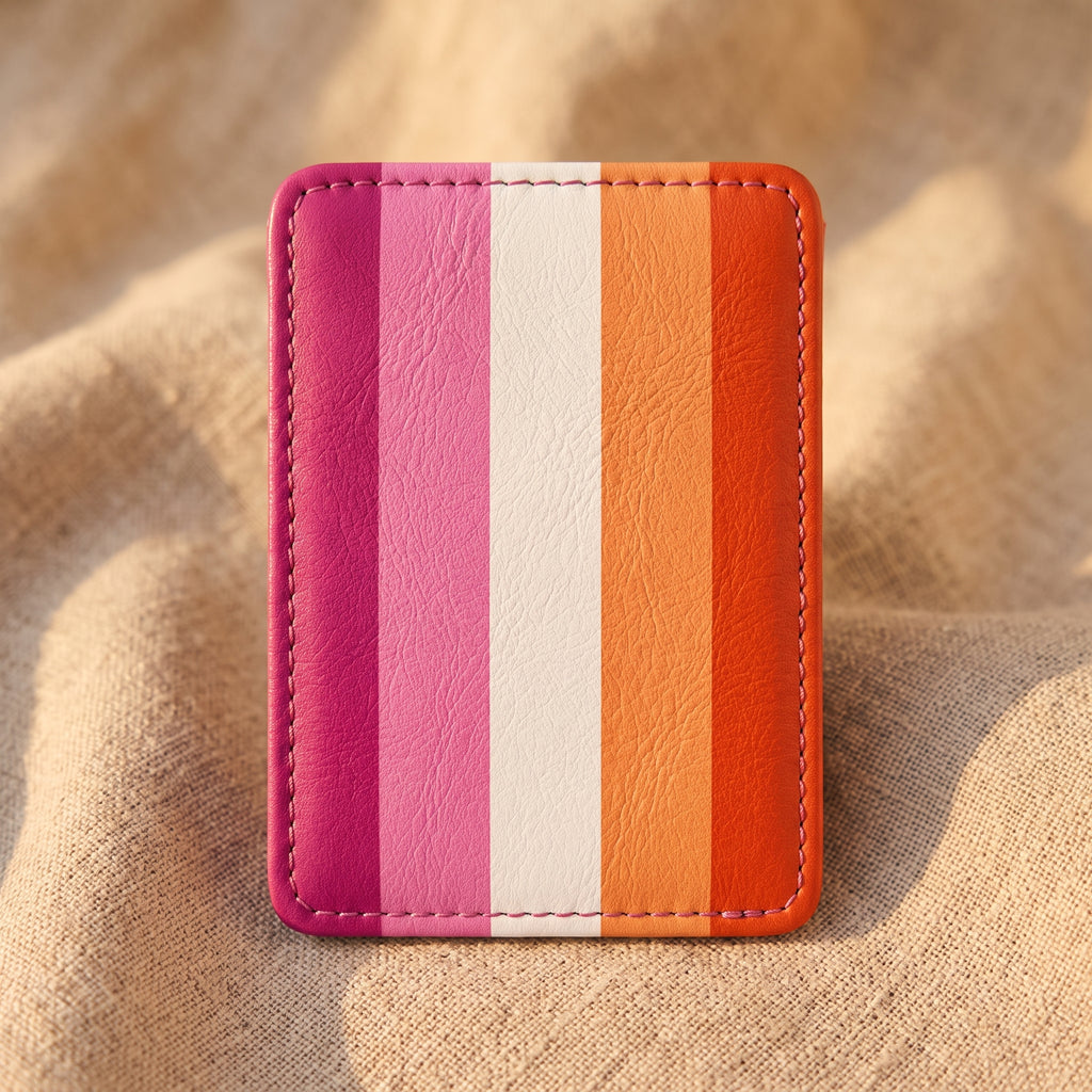 Lesbian Pride Flag Print Vegan Leather Card Holder - Slim Minimalist Wallet, LGBTQ Pride Gift