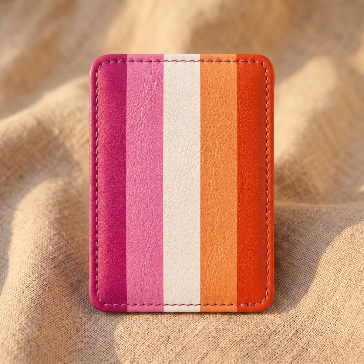 Lesbian Pride Flag Print Vegan Leather Card Holder - Slim Minimalist Wallet, LGBTQ Pride Gift