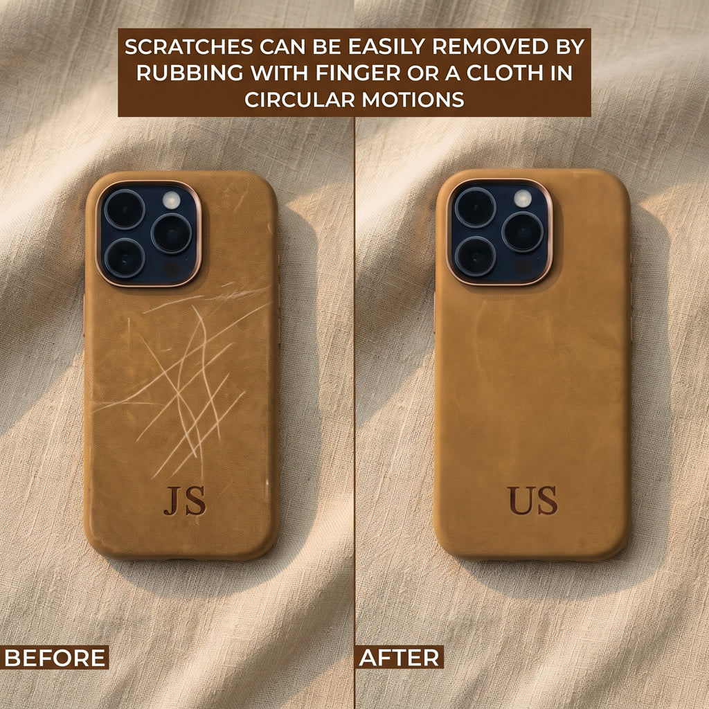 Personalized Crazy Horse Leather iPhone 16 Case: Engraved Shockproof Cover