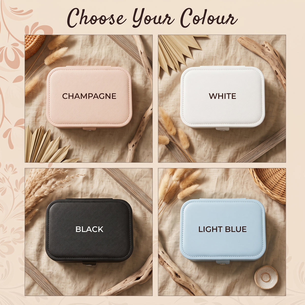 Vegan Leather Jewellery Organizer - Rectangle, 4 Colour Options, Ideal Gift for important Occasions