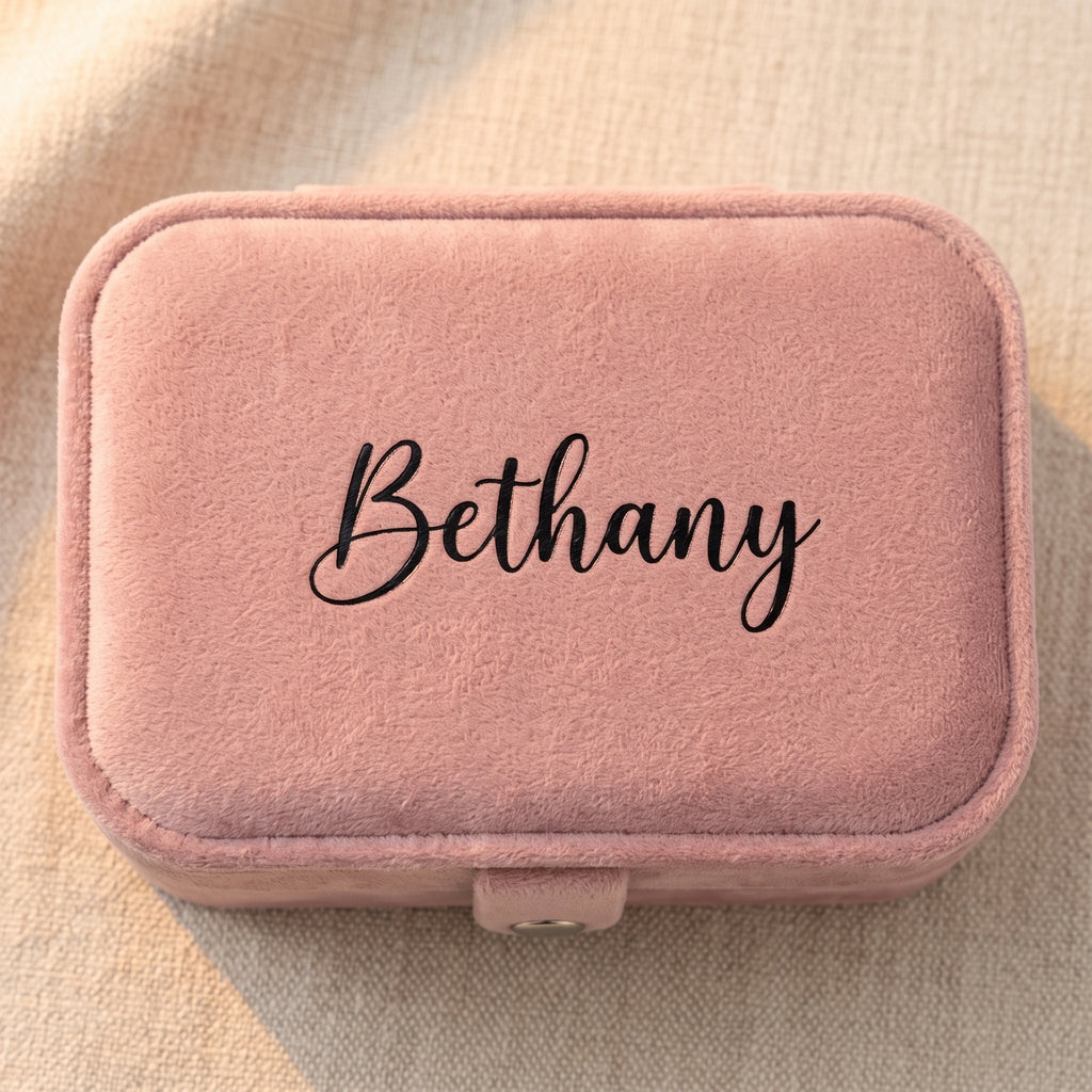 Personalised Rectangle Velvet Jewellery organiser, Store - Earrings & Necklaces, Bridesmaid