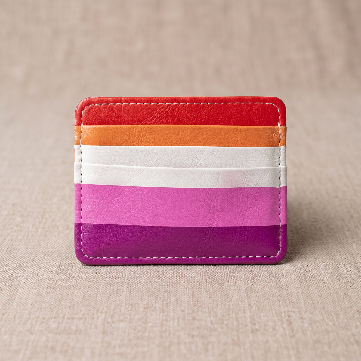 Lesbian Pride Flag Print Vegan Leather Card Holder - Slim Minimalist Wallet, LGBTQ Pride Gift