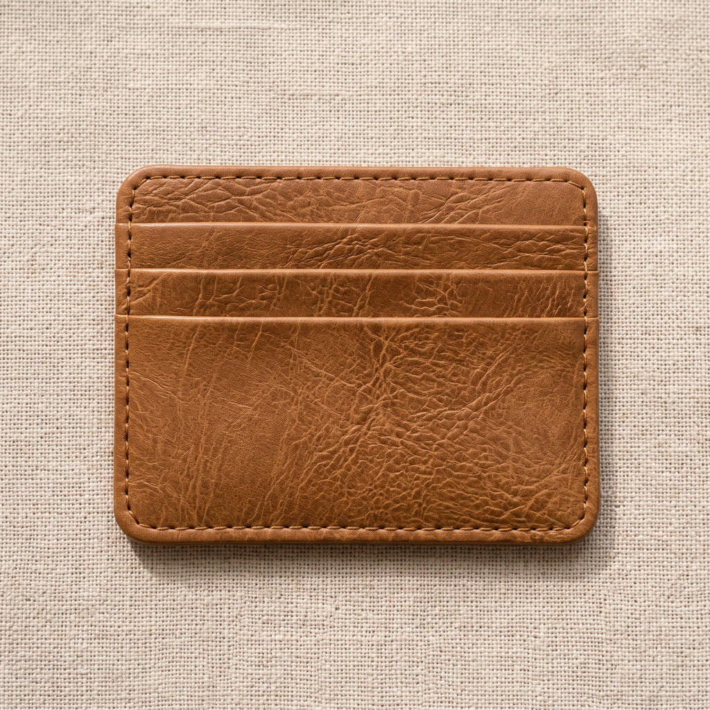 Minimalist Vegan Leather Card Sleeve Wallet - Slim Everyday Card Holder (Black & Brown)