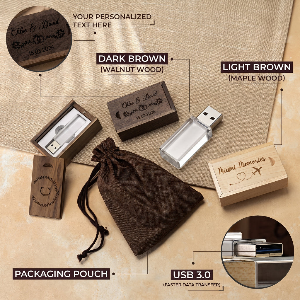 Personalized Wood USB 3.0 Drive with Engraved Box