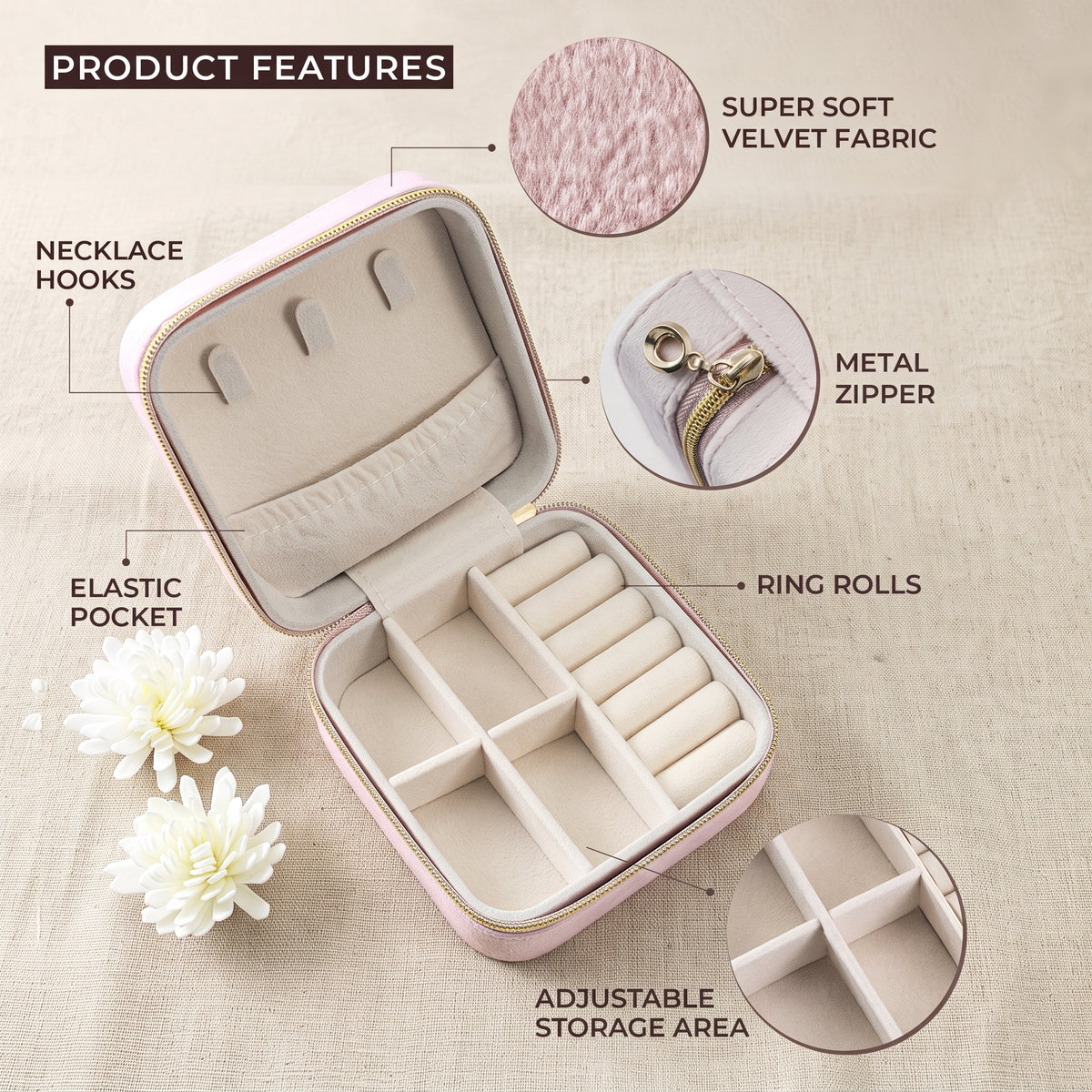 Personalized Travel Jewellery Case| Custom Name Bridesmaid Gift | Wedding Favour / Birthday / Mother's Day
