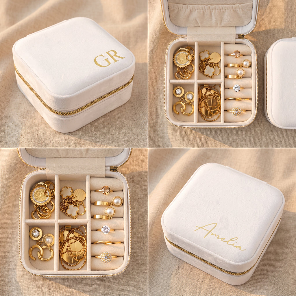 Personalized Travel Jewellery Case| Custom Name Bridesmaid Gift | Wedding Favour / Birthday / Mother's Day