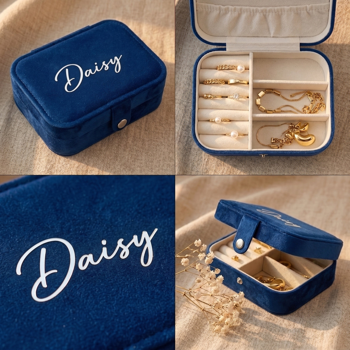 Personalised Rectangle Velvet Jewellery organiser, Store - Earrings & Necklaces, Bridesmaid