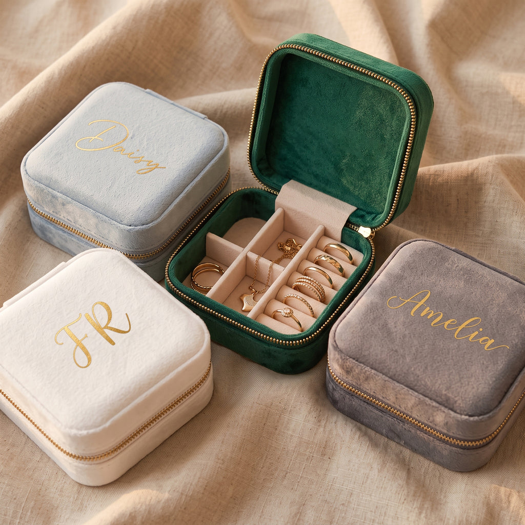 Personalized Travel Jewellery Case| Custom Name Bridesmaid Gift | Wedding Favour / Birthday / Mother's Day