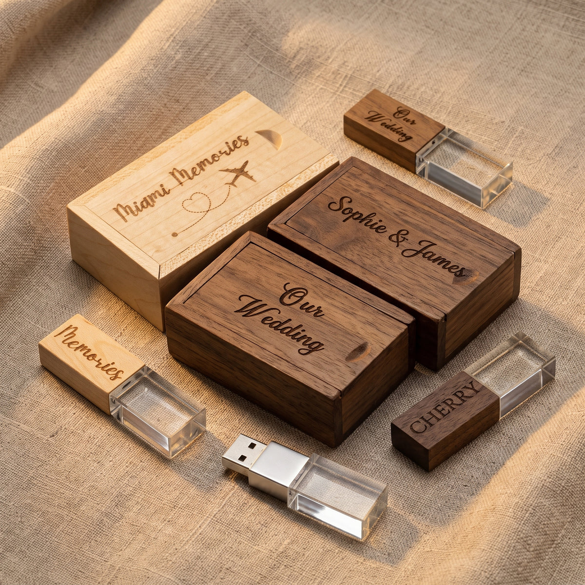 Personalized Wood USB 3.0 Drive with Engraved Box