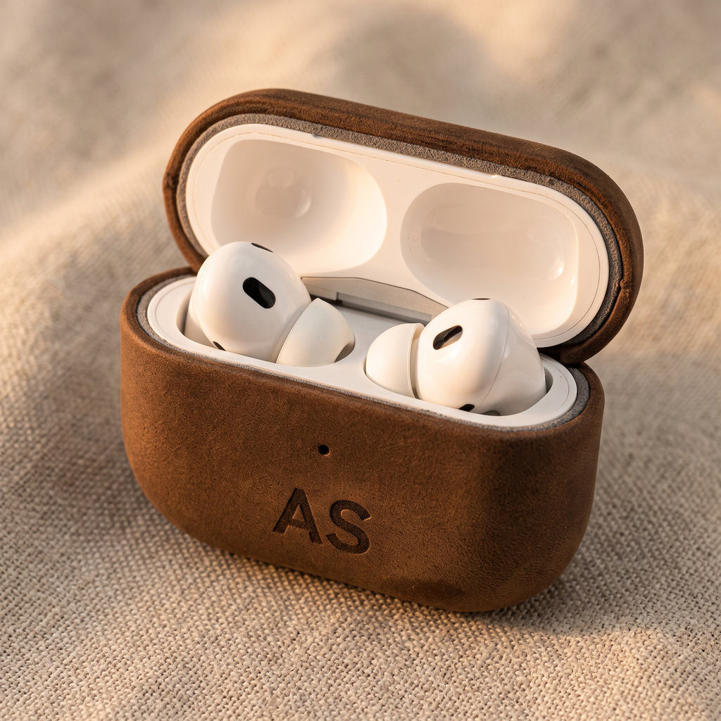 Personalized Leather AirPods Pro 2 Case: Custom Engraved Shockproof Cover