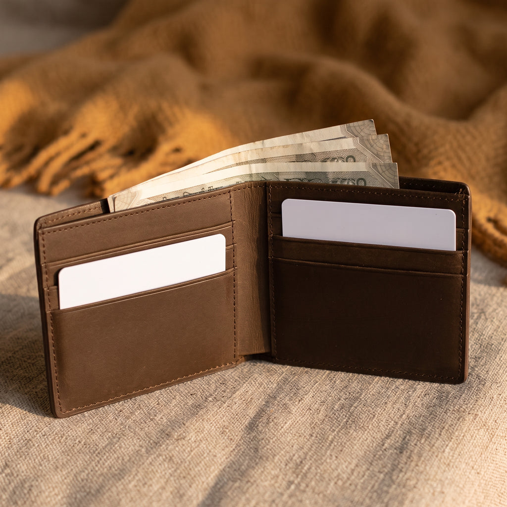 Personalised Leather Wallet| Custom Bifold Wallets with Initials | Engraved Gifts for Father's Day