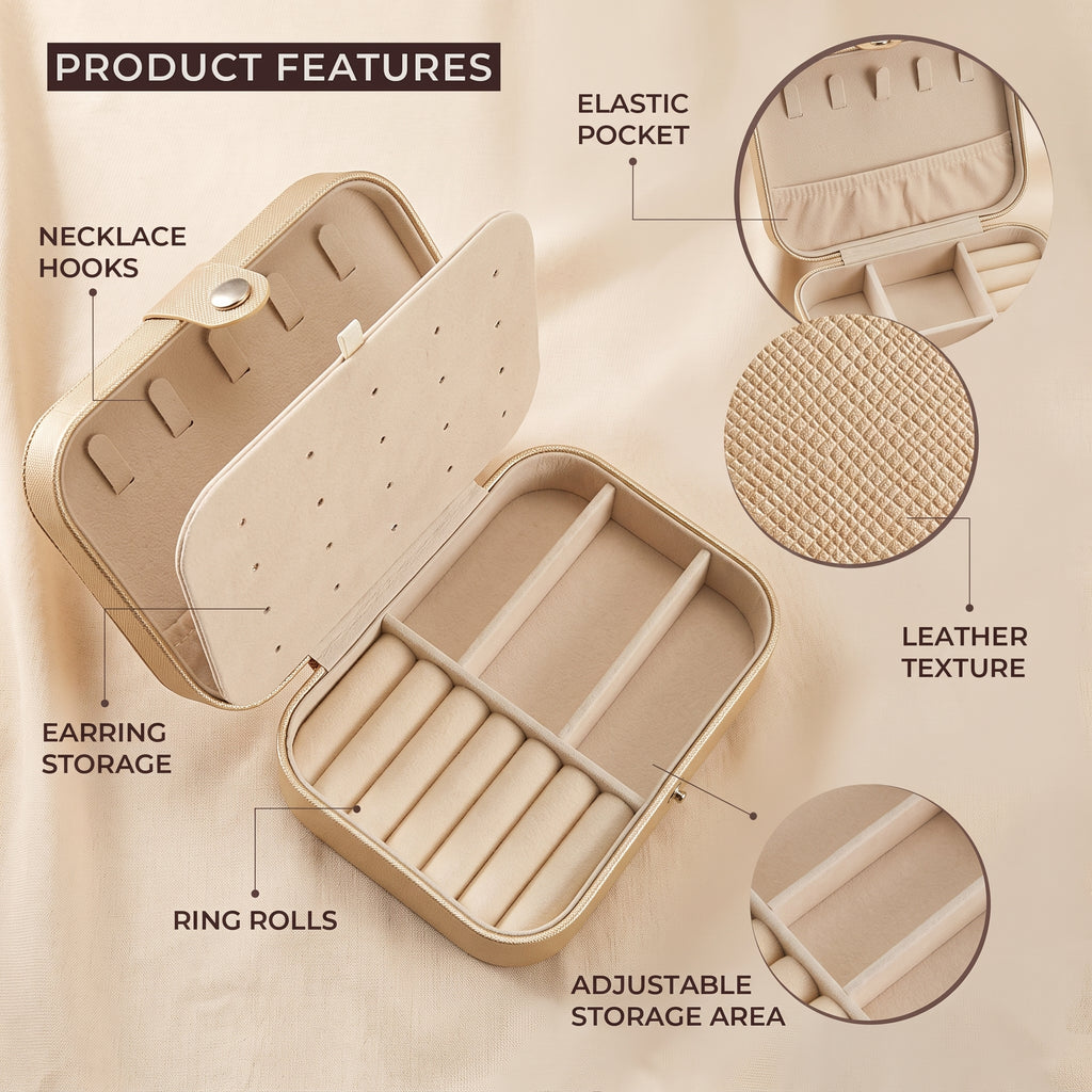 Vegan Leather Jewellery Organizer - Rectangle, 4 Colour Options, Ideal Gift for important Occasions