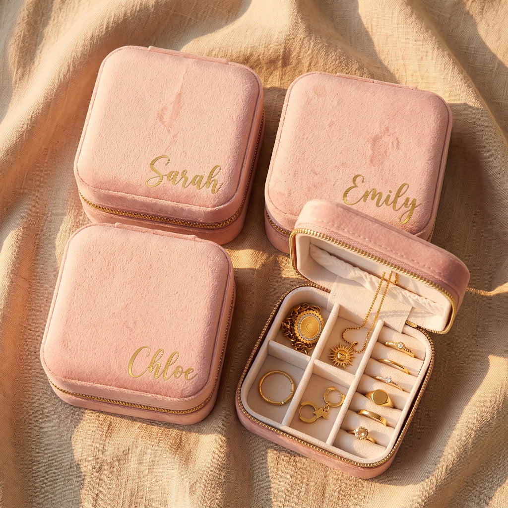 Personalized Travel Jewellery Case| Custom Name Bridesmaid Gift | Wedding Favour / Birthday / Mother's Day