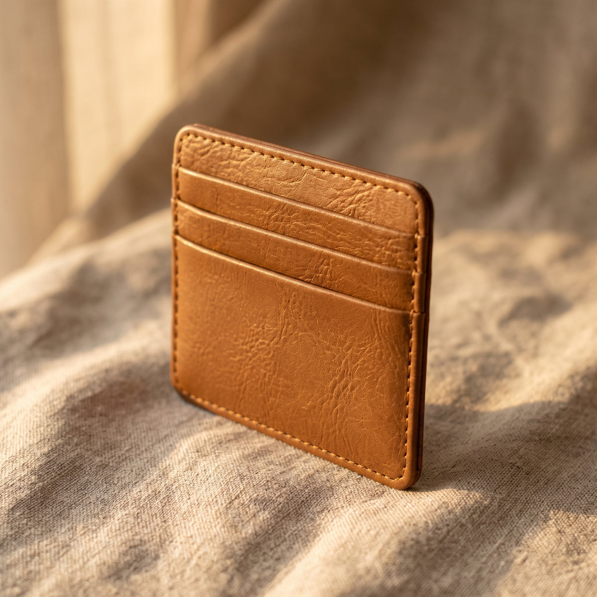 Minimalist Vegan Leather Card Sleeve Wallet - Slim Everyday Card Holder (Black & Brown)