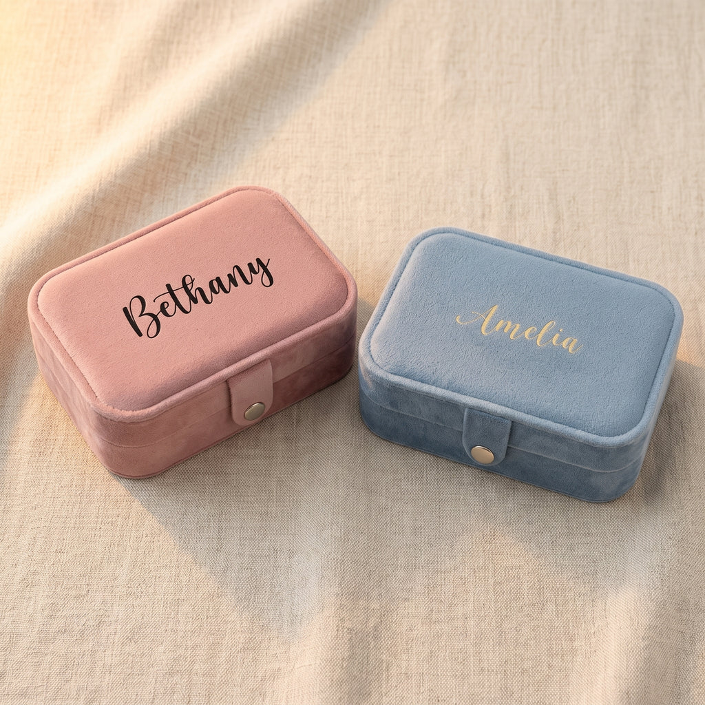 Personalised Rectangle Velvet Jewellery organiser, Store - Earrings & Necklaces, Bridesmaid