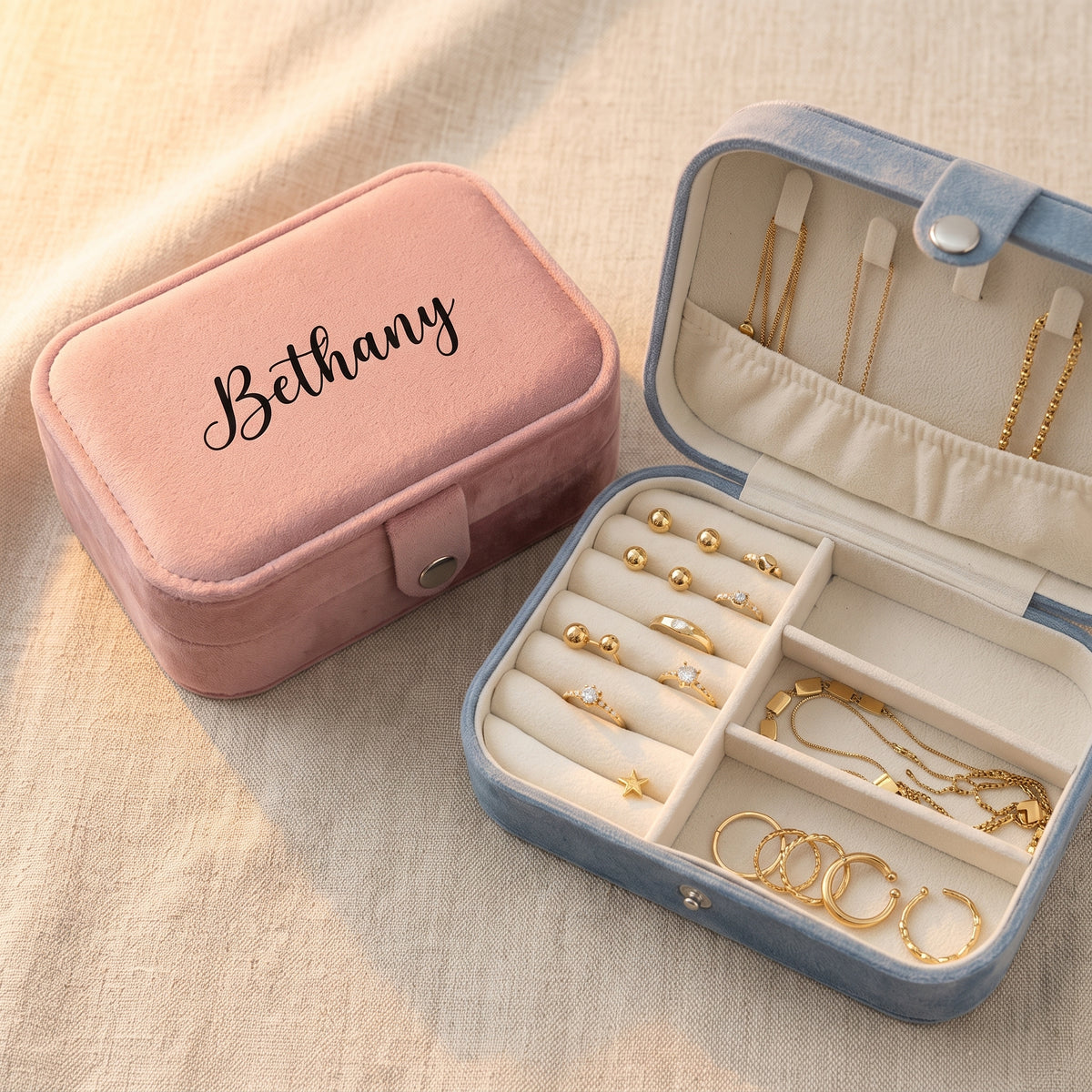 Personalised Rectangle Velvet Jewellery organiser, Store - Earrings & Necklaces, Bridesmaid