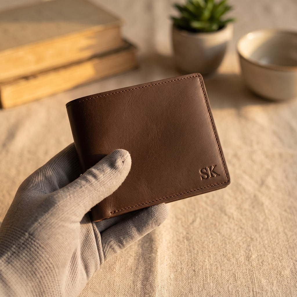 Personalised Leather Wallet| Custom Bifold Wallets with Initials | Engraved Gifts for Father's Day